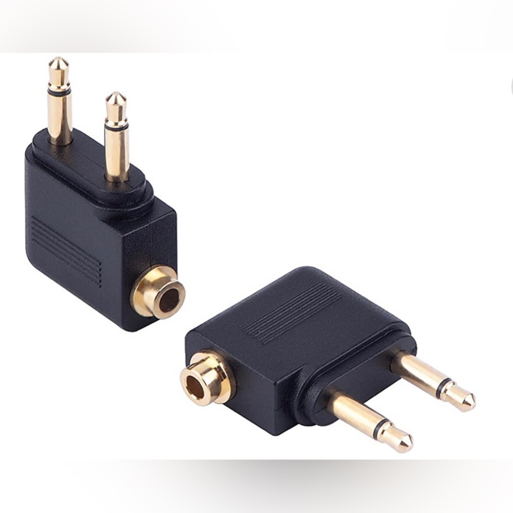 NWT Airplane Airline Flight Adapters for Headphones (3 Pack, Golden Plated)